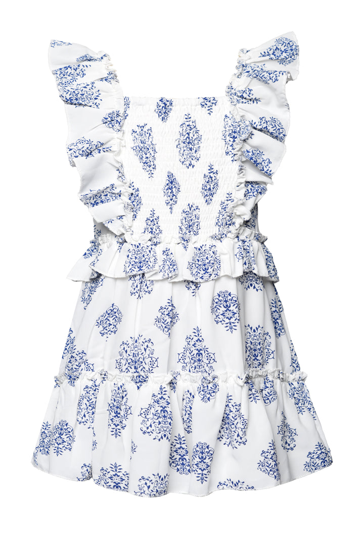 PRINTED RUFFLE FRONT DRESS