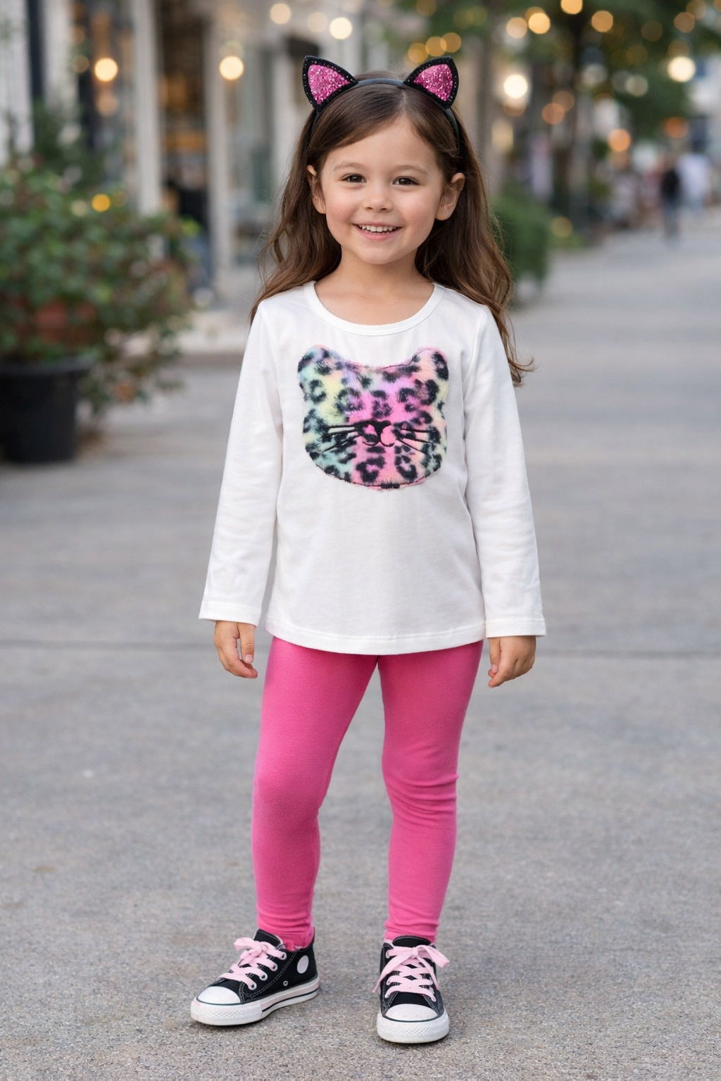Baby Girl's Tie Dye Cat Leopard Print Shirt