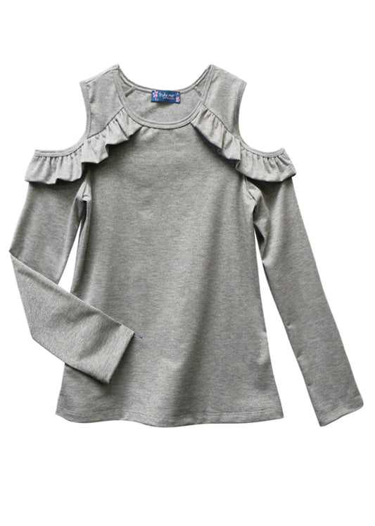 RUFFLE SLEEVE COLD SHOULDER TOP