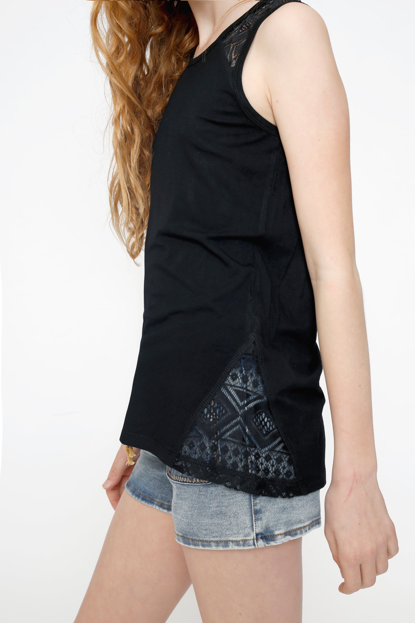TANK TOP WITH LACE INSETS