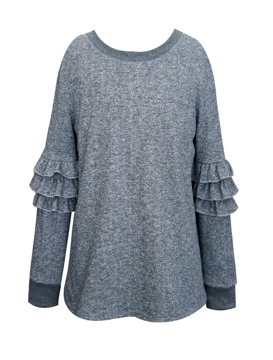 RUFFLE SLEEVE SWEATSHIRT