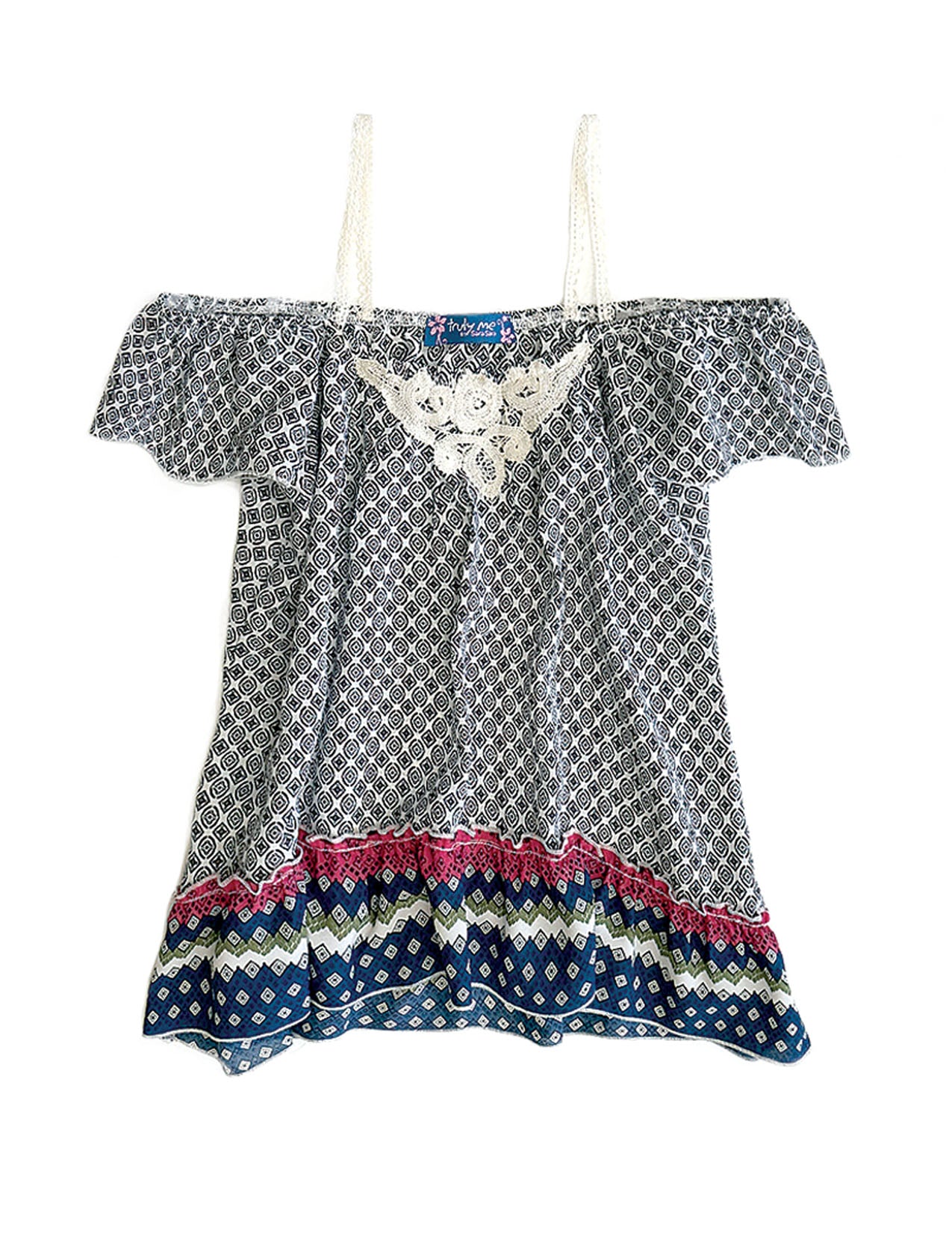 OFF SHOULDER TOP WITH APPLIQUE
