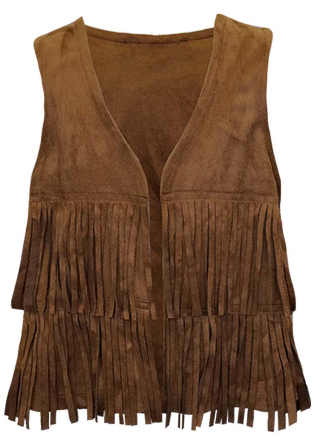 FAUX SUEDE VEST WITH FRINGE AT FRONT