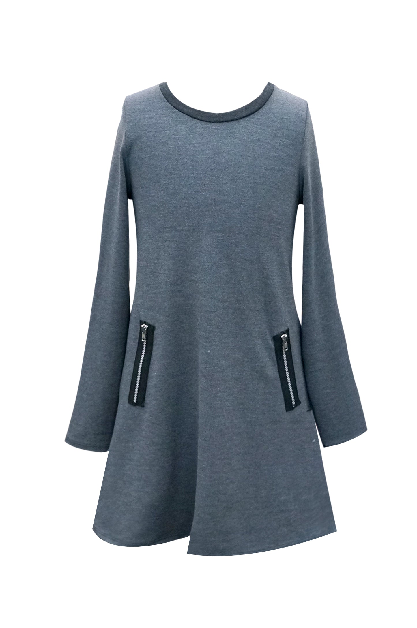 A-LINE KNIT DRESS WITH  ZIPPER POCKET DETAIL