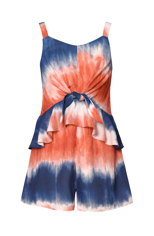 TIE DYE ROMPER WITH FRONT TIE