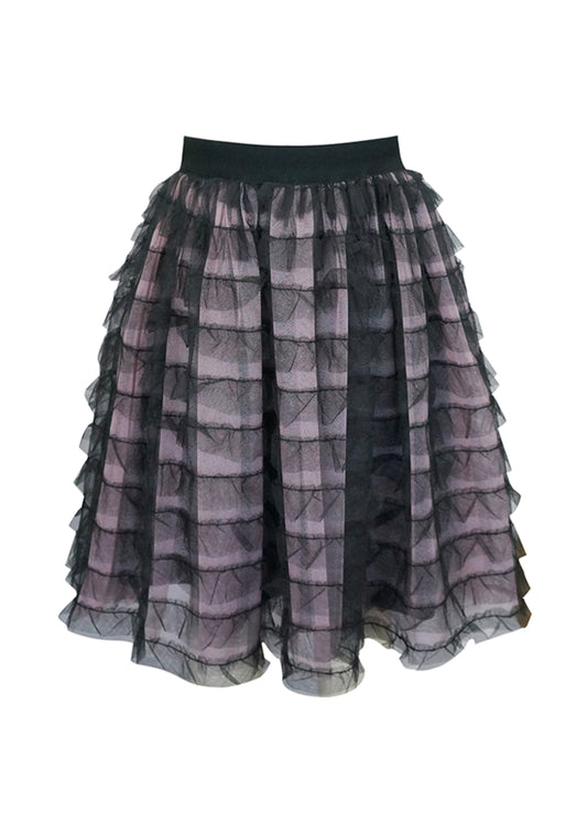 MESH RUFFLE TUTU SKIRT W/ ELASTIC WAIST