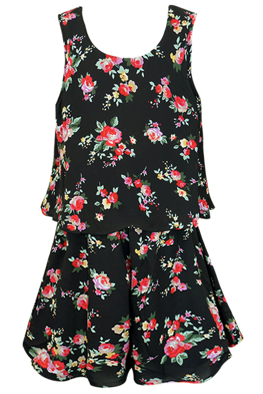 Toddler Girls Vintage Floral Print Romper
