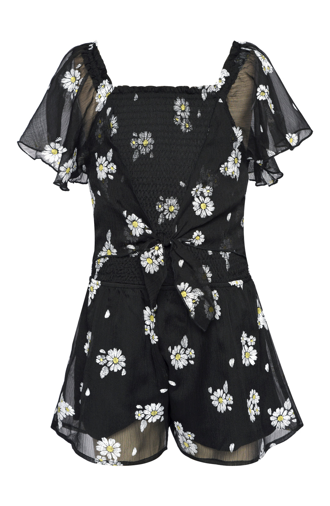TIE FRONT SMOKED ROMPER