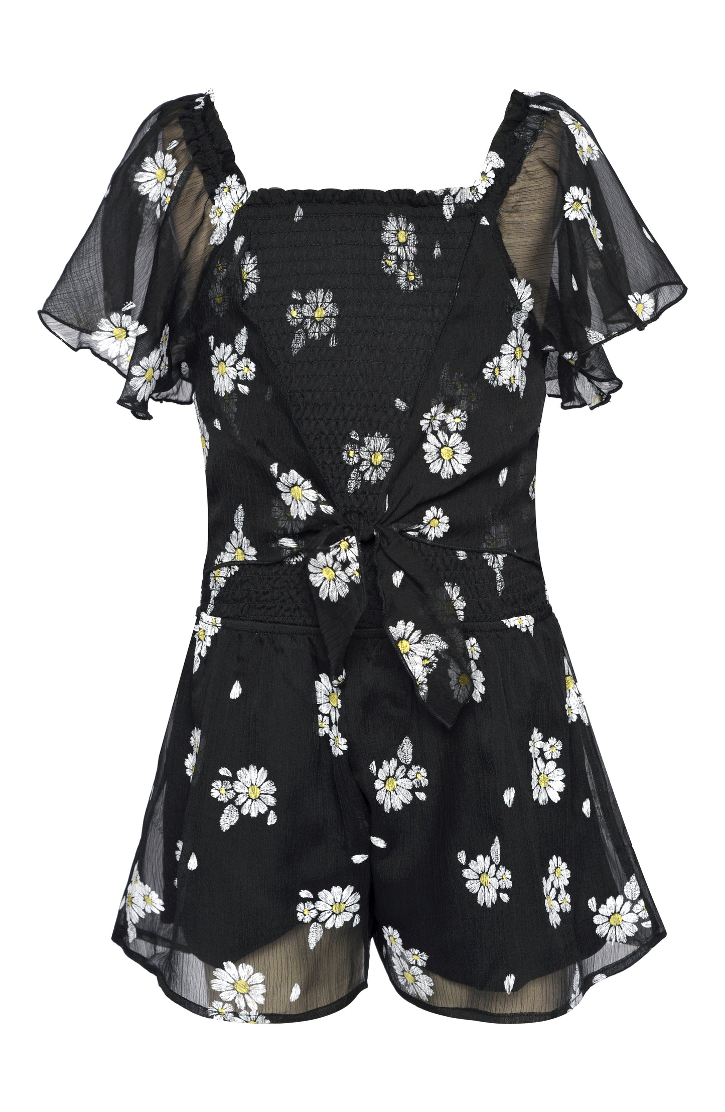 TIE FRONT SMOKED ROMPER