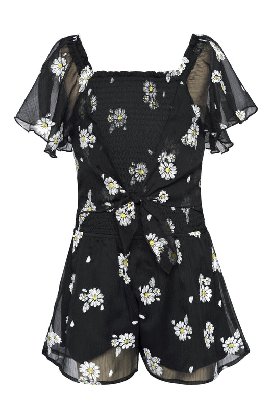 TIE FRONT SMOKED ROMPER