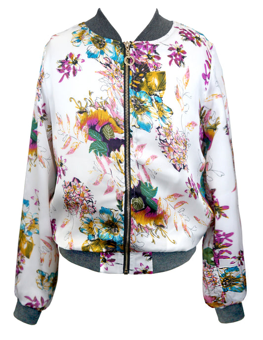 Big Girls Floral Print Bomber Jacket