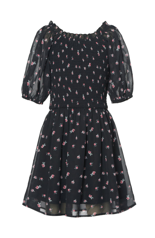 BALLOON SLEEVE PEASANT DRESS