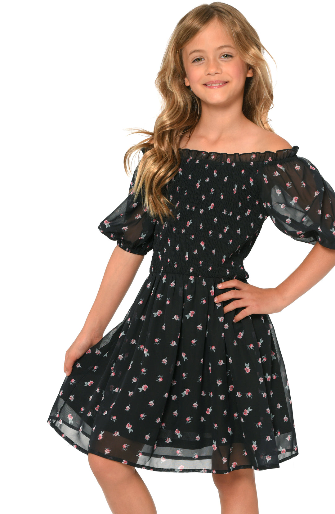 BALLOON SLEEVE PEASANT DRESS