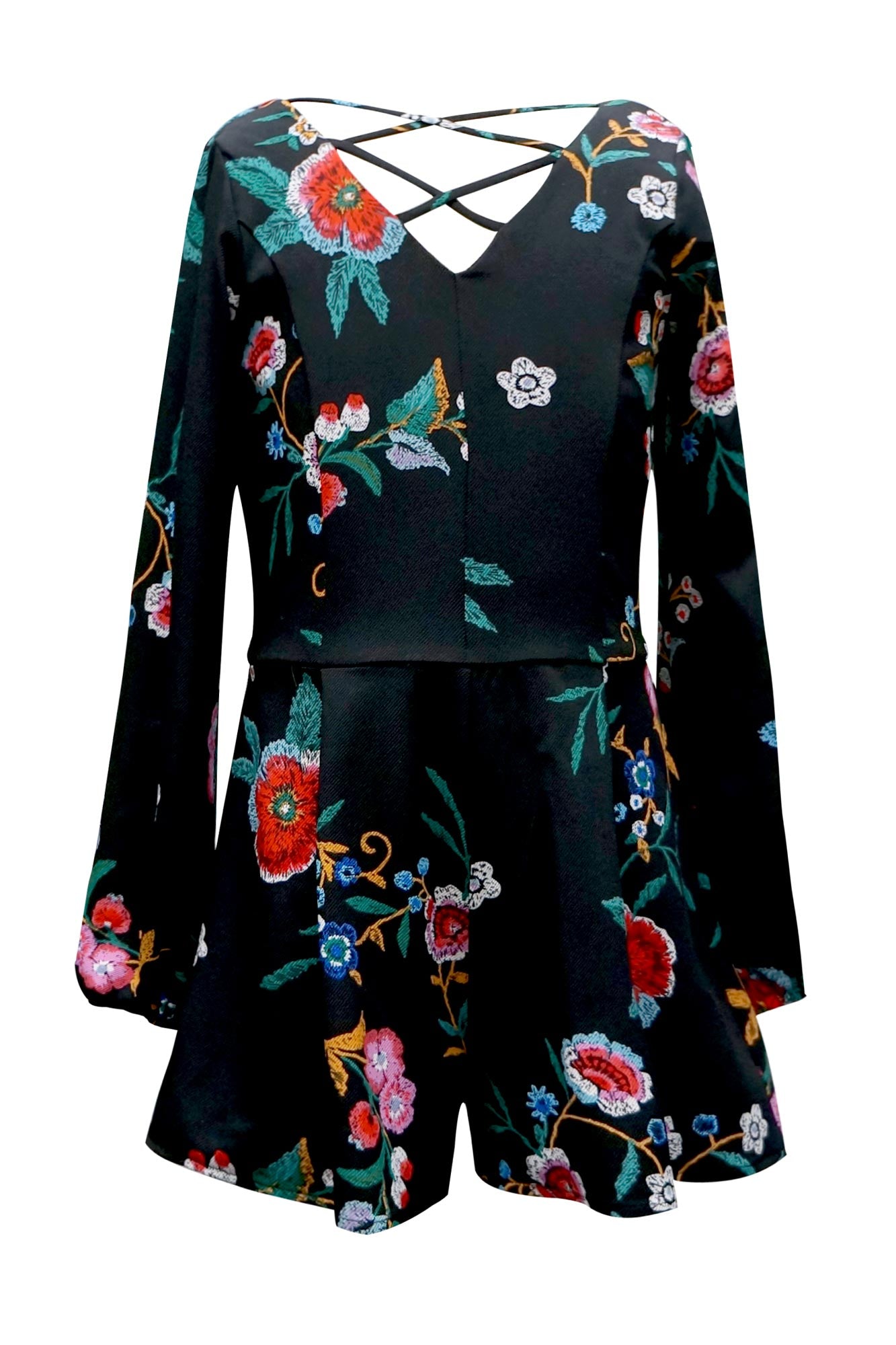 Big Girls Floral Print Long Sleeve Romper