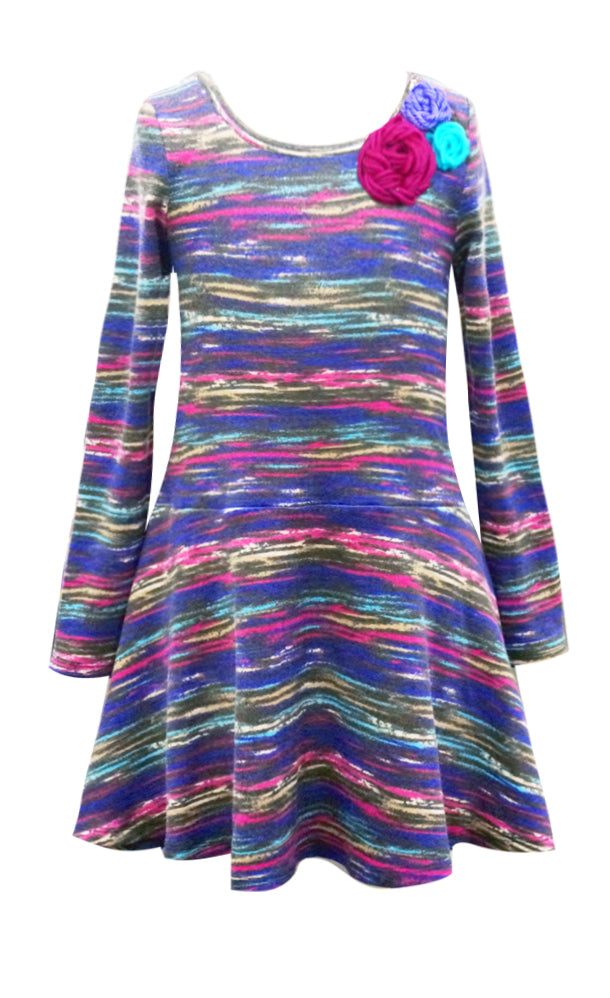 Big Girls Boho Style Long Sleeve Knit Dress