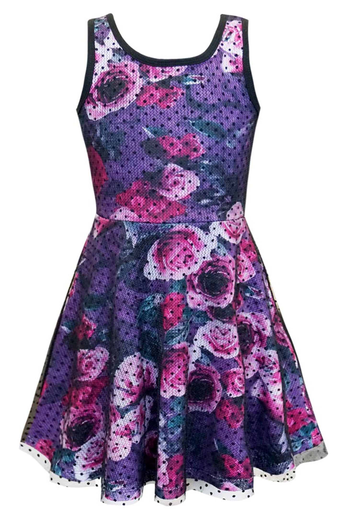 Big Girls Floral Back Cutout Skater Dress