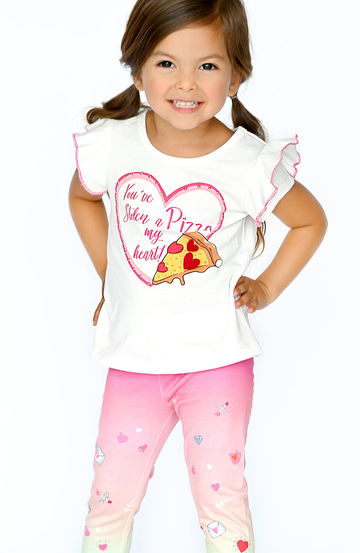 SHORT SLEEVE PIZZA-HEART GRAPHIC TOP