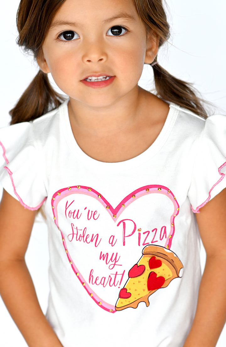 SHORT SLEEVE PIZZA-HEART GRAPHIC TOP