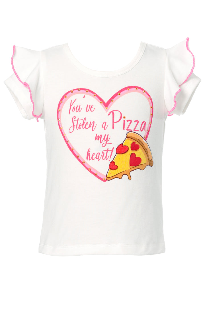 SHORT SLEEVE PIZZA-HEART GRAPHIC TOP
