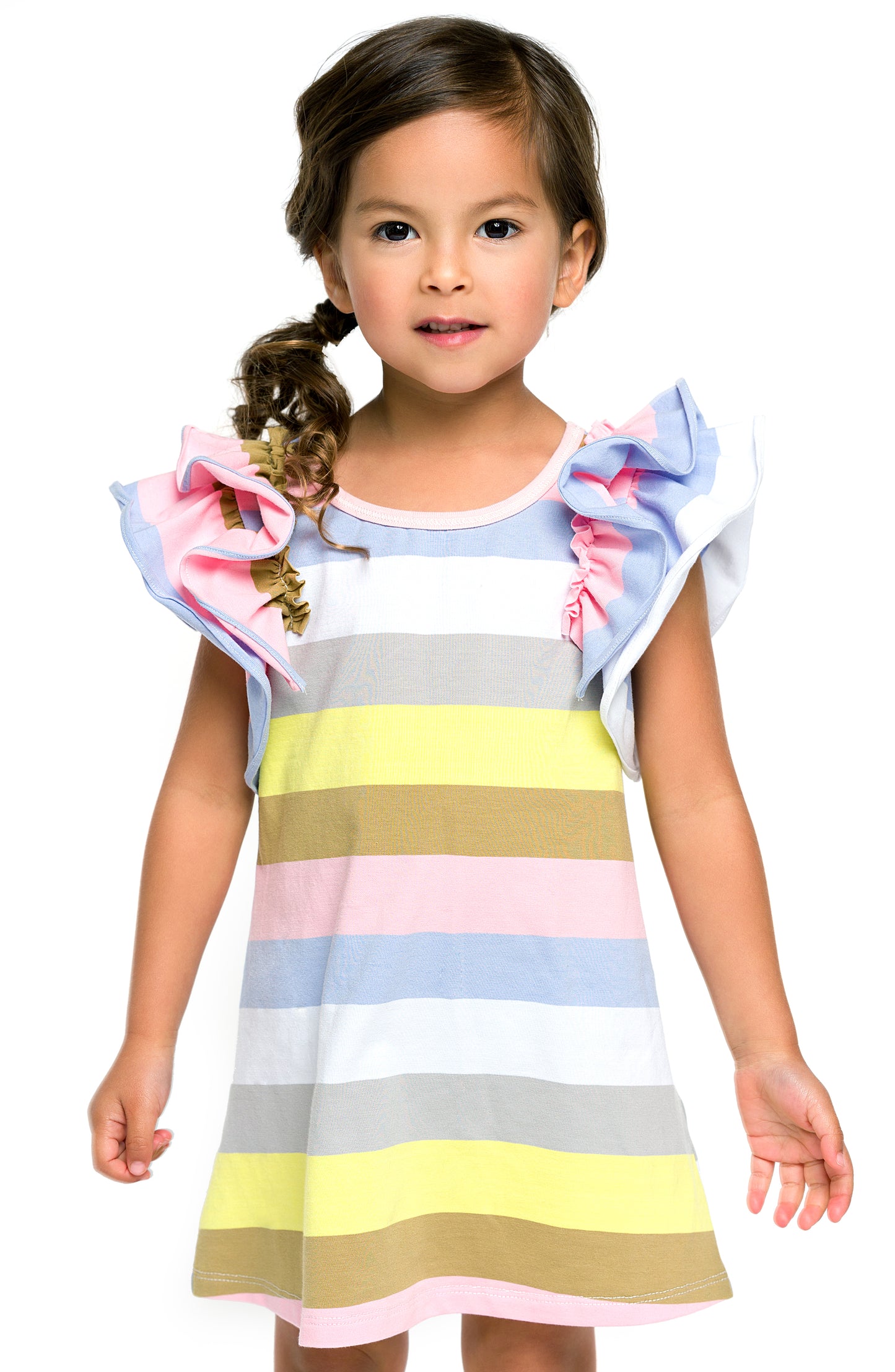 FLUTTER SLEEVE STRIPED DRESSEEVE