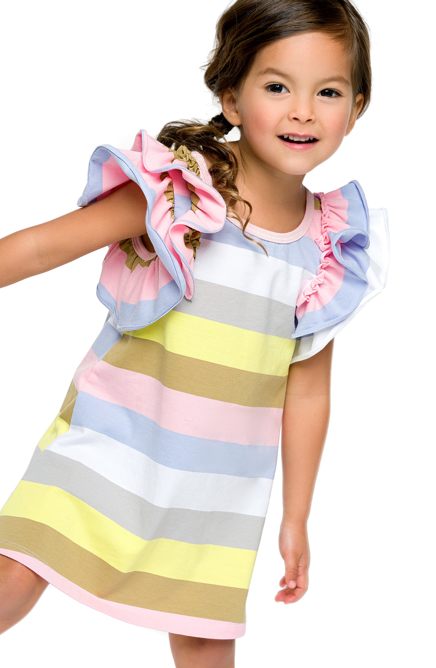 FLUTTER SLEEVE STRIPED DRESSEEVE