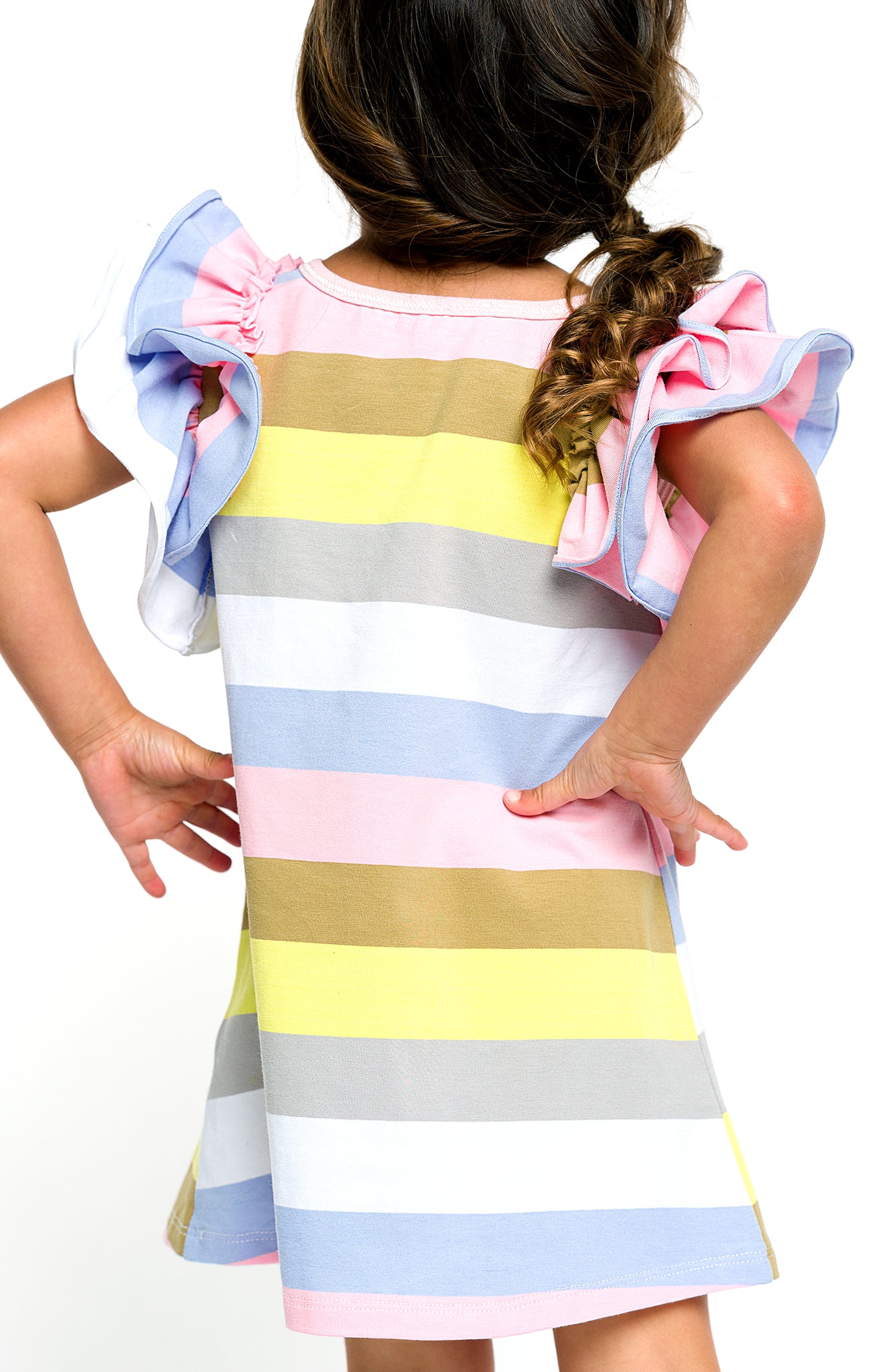 FLUTTER SLEEVE STRIPED DRESSEEVE