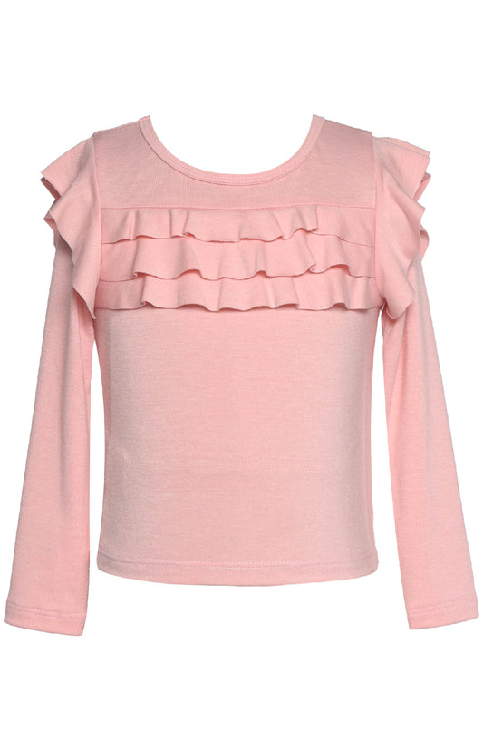 LONG SLEEVE RUFFLED TEE