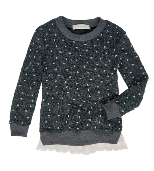 SWEATER TUNIC WITH LACE HEM