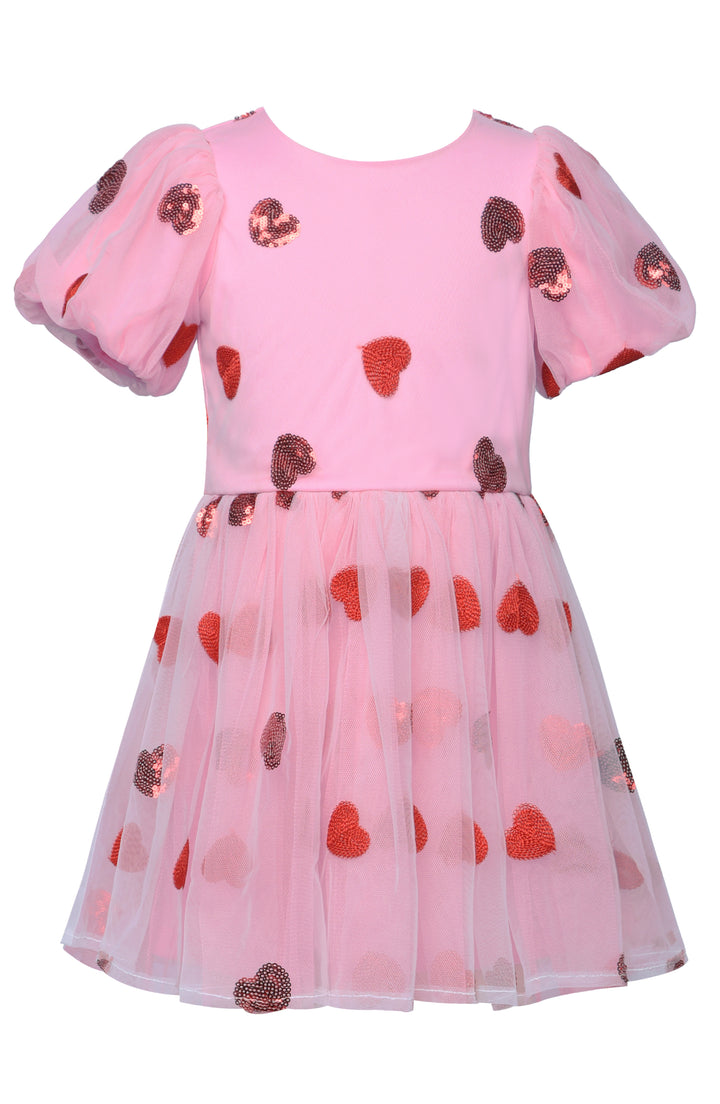 HEART EMBROIDERY TULLE DRESS