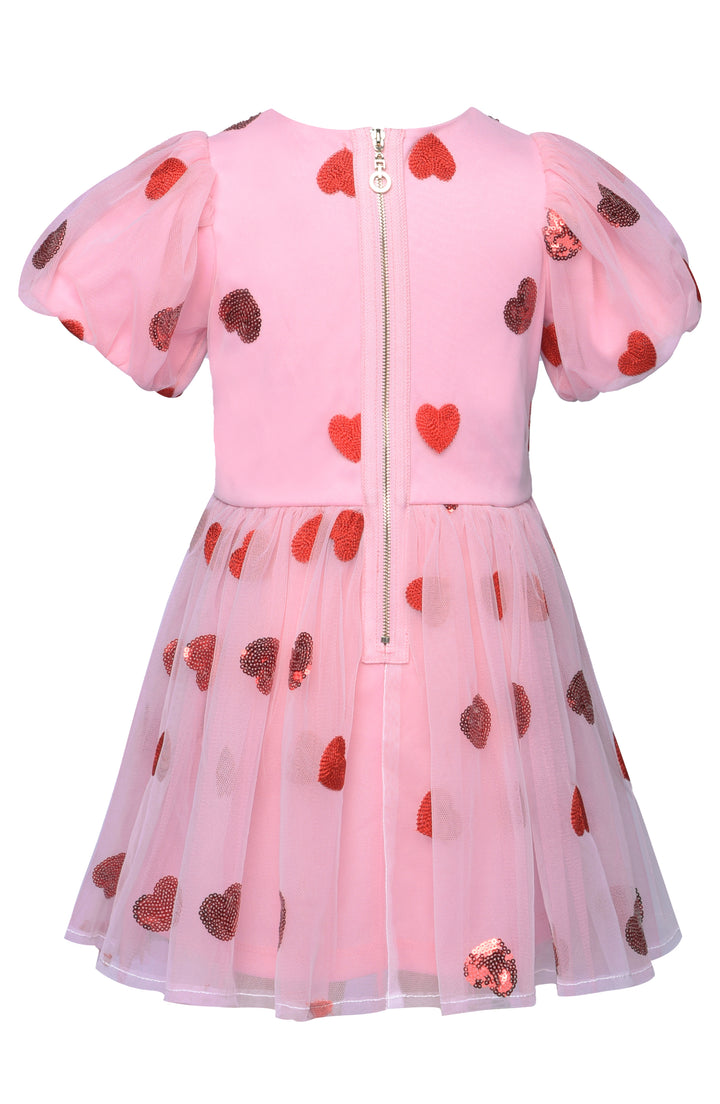 HEART EMBROIDERY TULLE DRESS