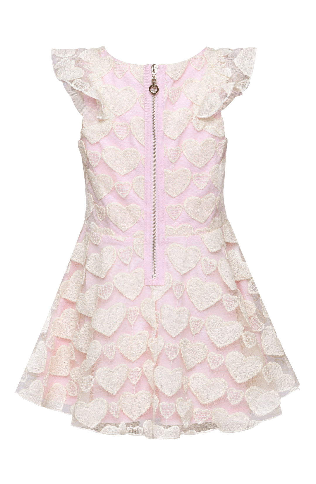 EMBROIDERY HEART DRESS WITH SHOULDER RUFFLES