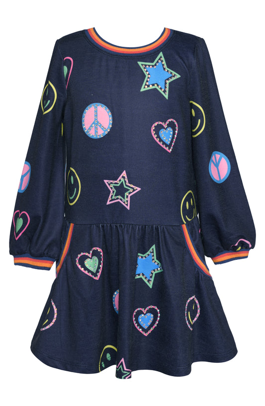 EMOJI PRINTED SWEATER DRESS