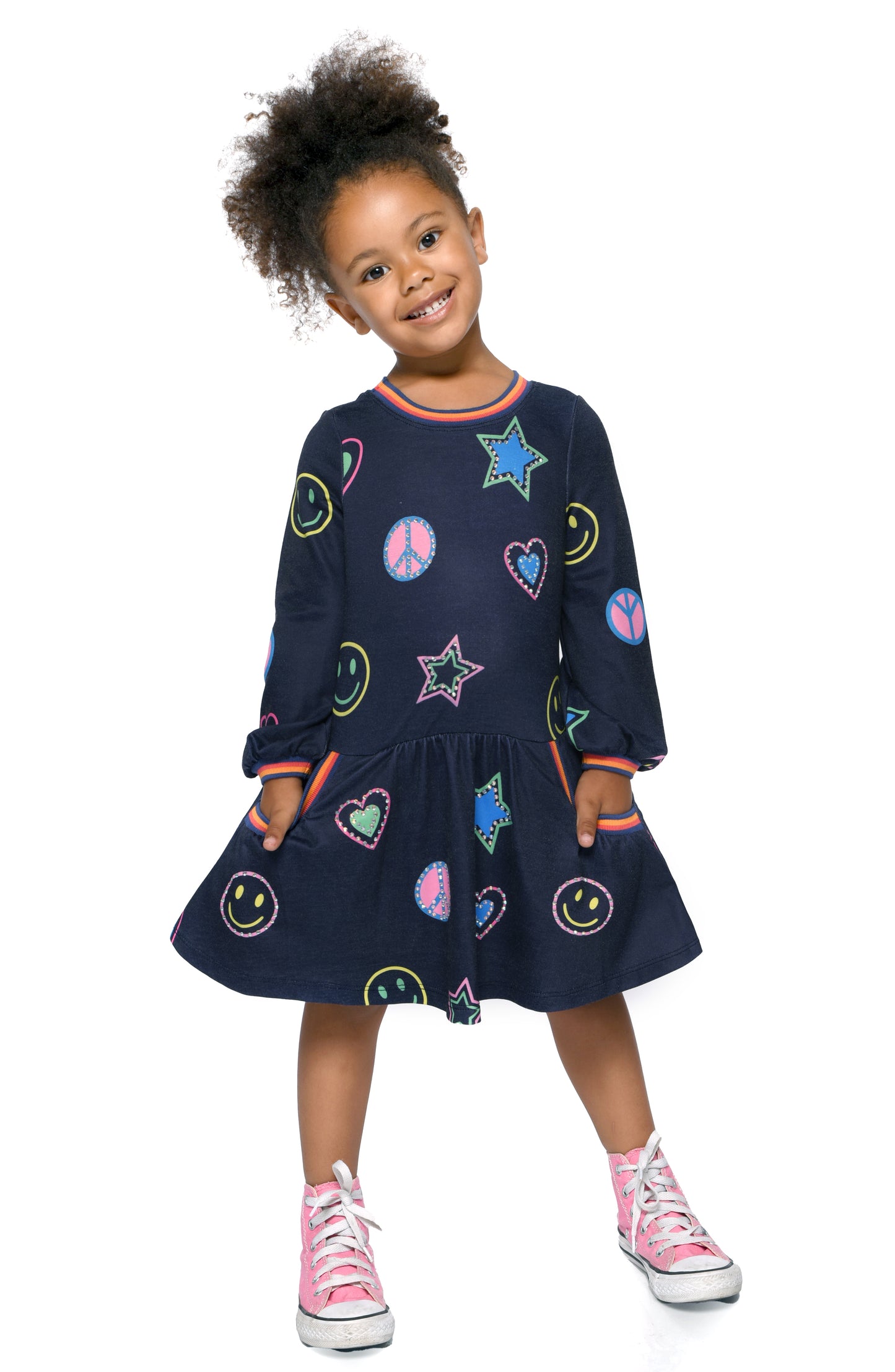 EMOJI PRINTED SWEATER DRESS
