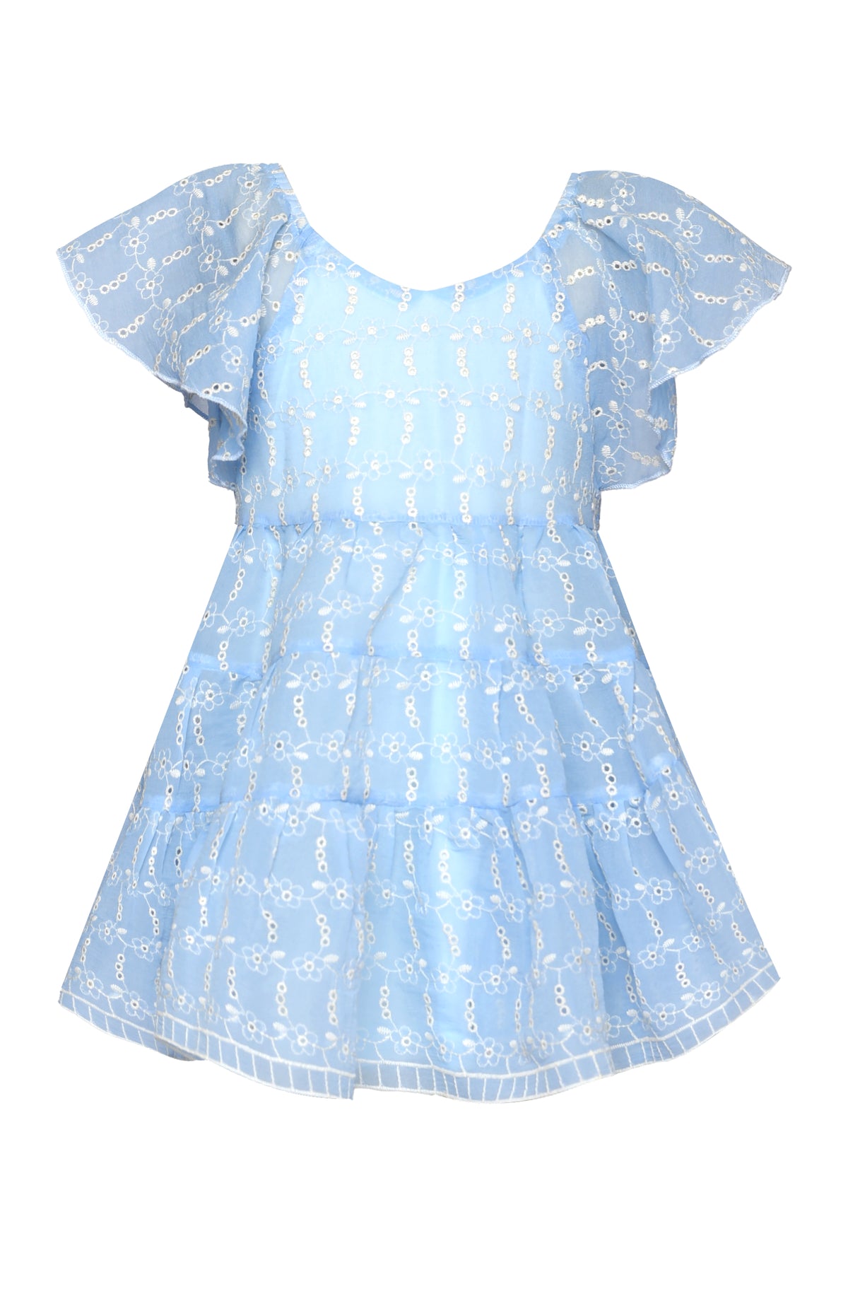 EYELET TIERED DRESS