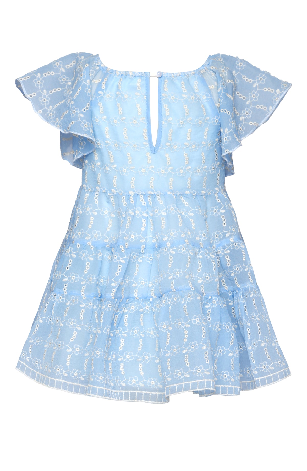 EYELET TIERED DRESS