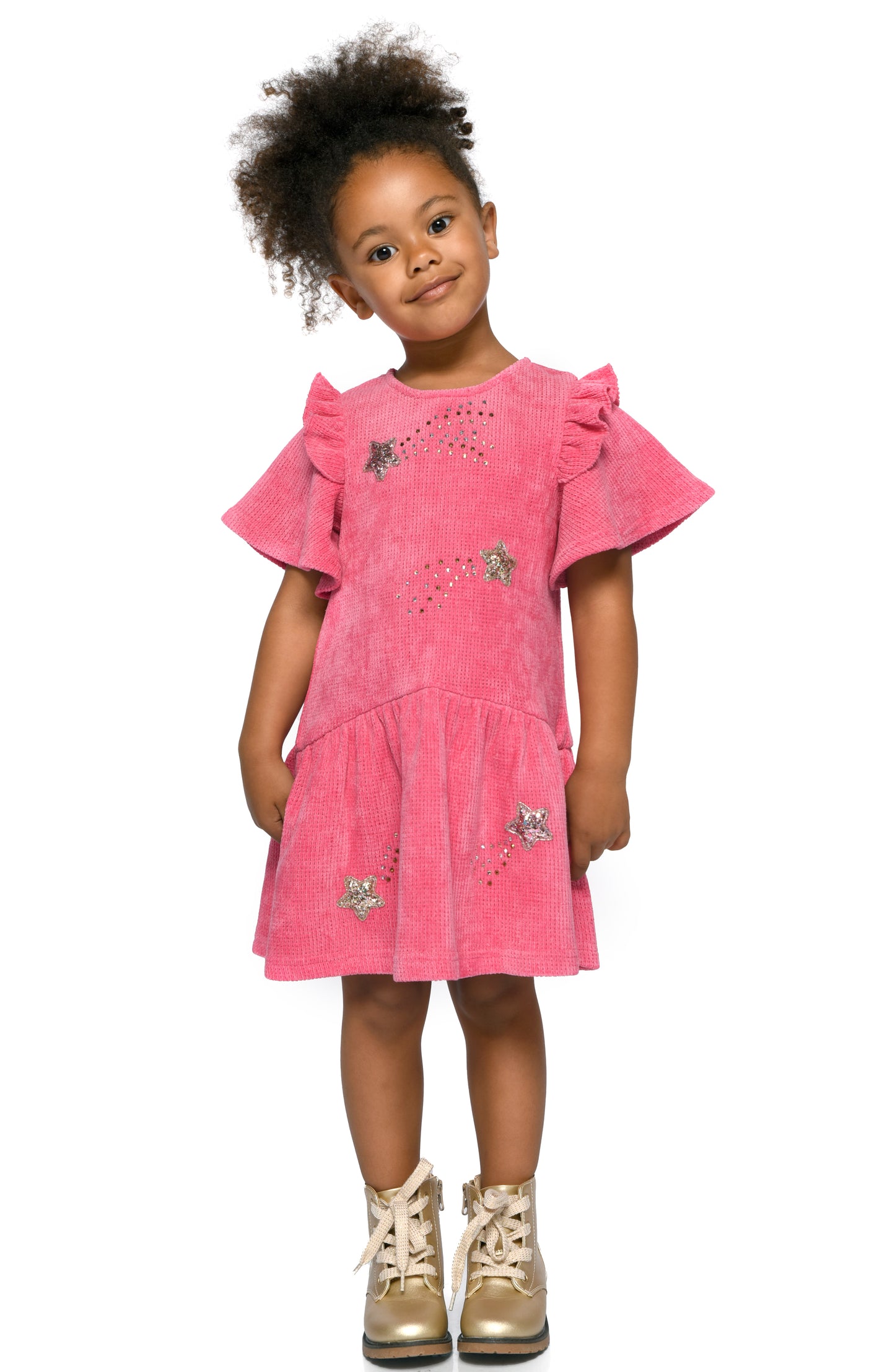 CHENILLE DRESS WITH SHOOTING STARS