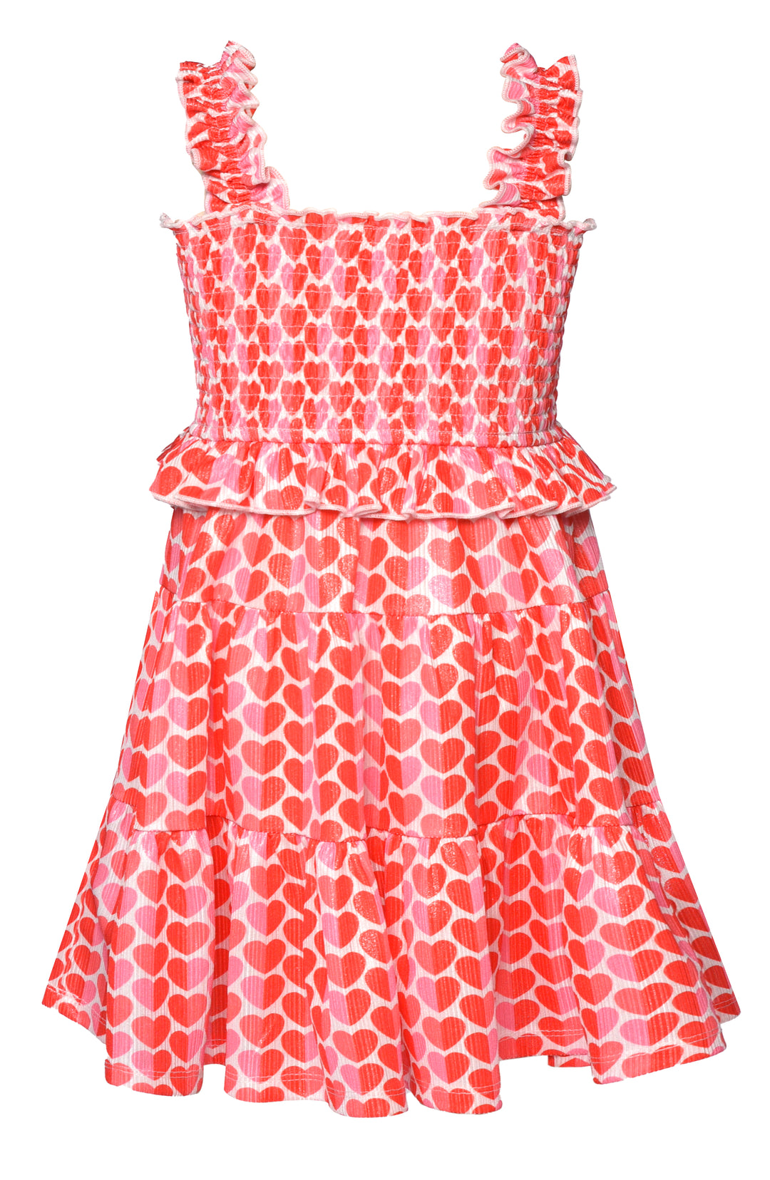 SMOCKED HEART TIERED DRESS