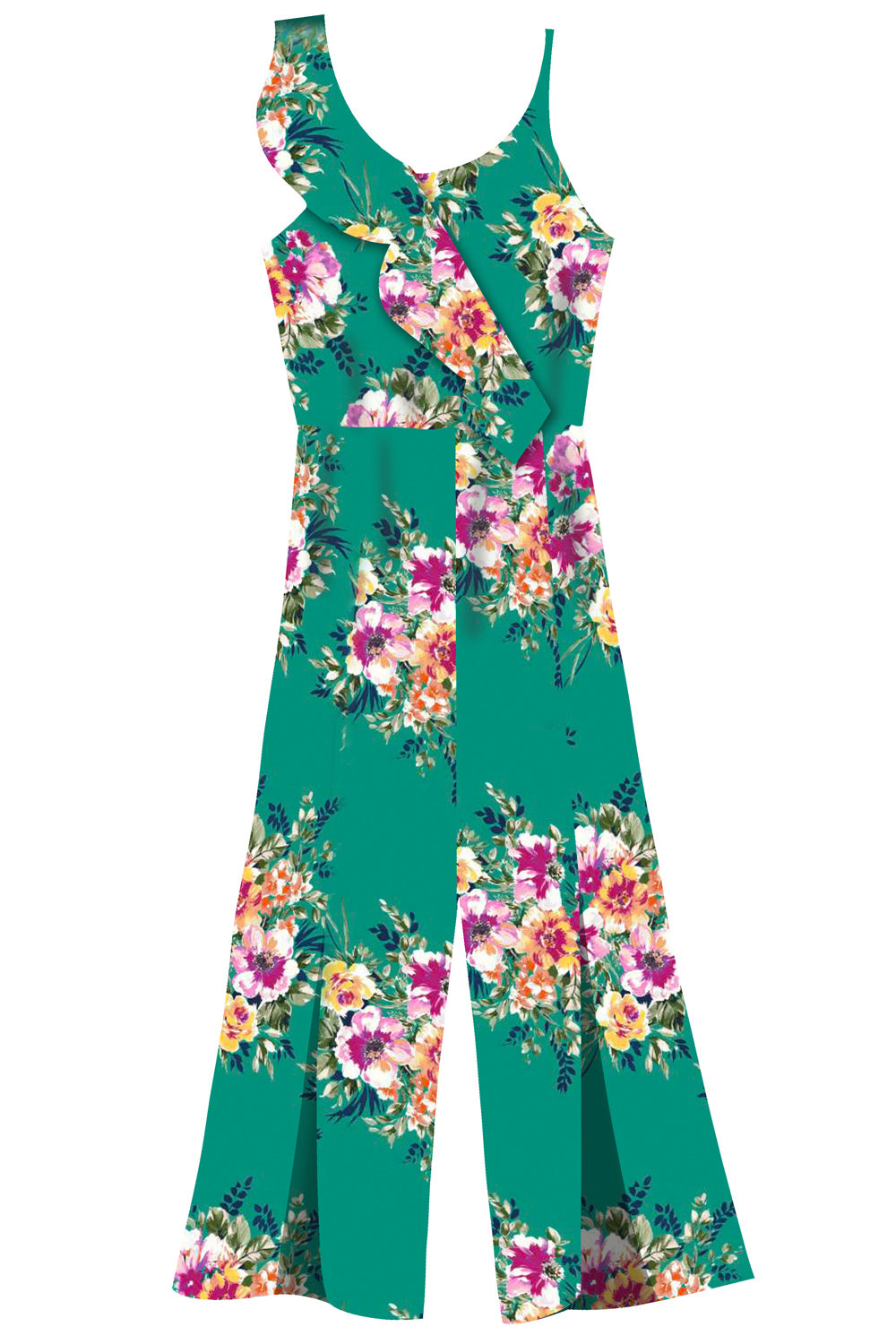 Big Girls | Tween Girls Floral Print Ruffle Jumpsuit