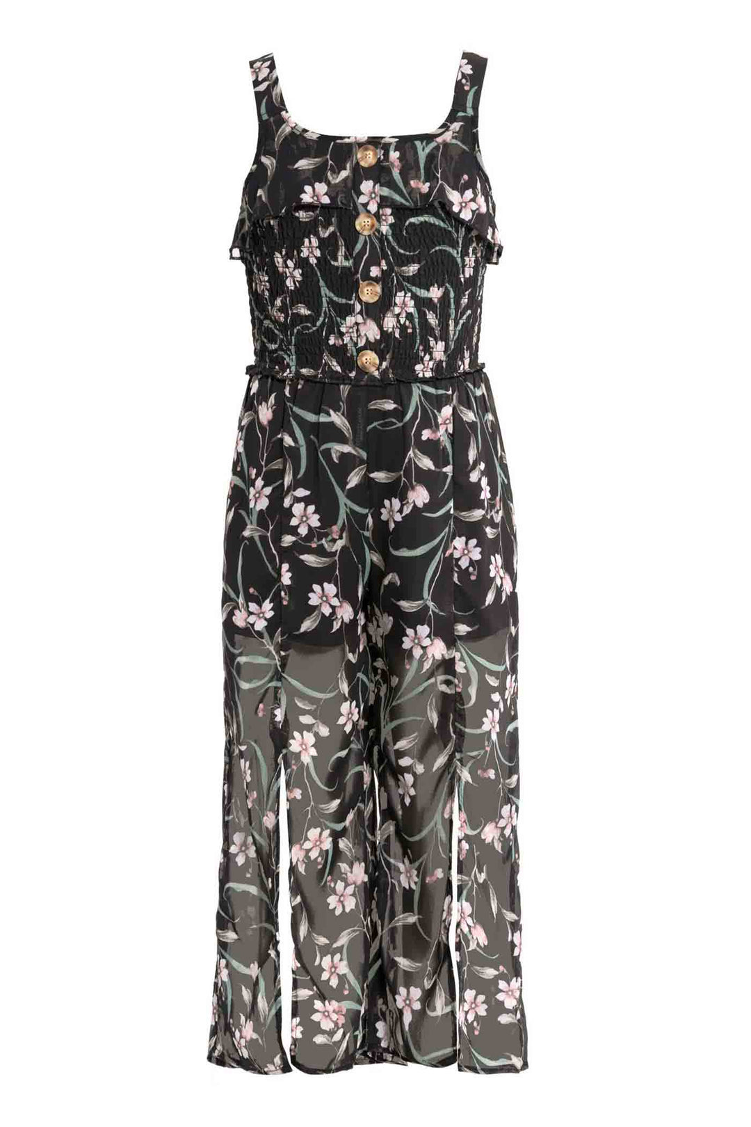 Big Girls Ruffle Floral Split Leg Jumpsuit