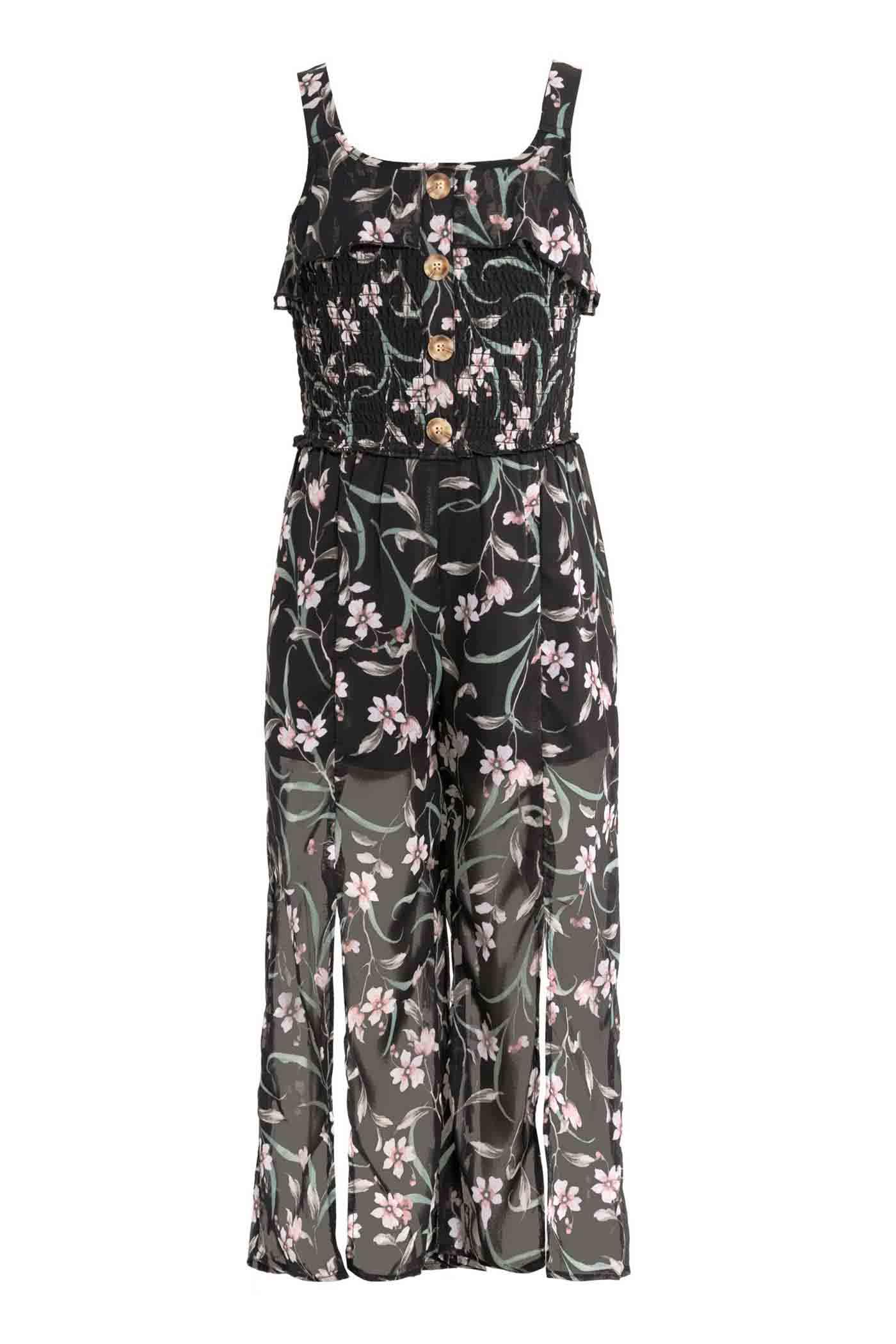 Big Girls Ruffle Floral Split Leg Jumpsuit