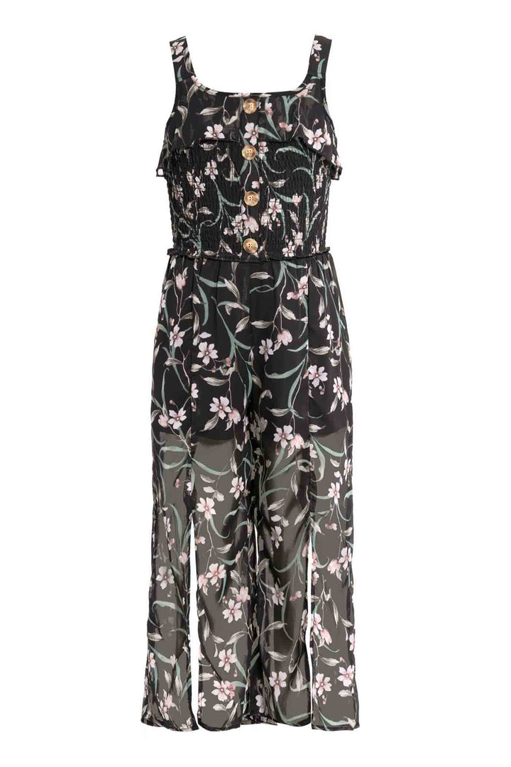 Big Girls Ruffle Floral Split Leg Jumpsuit