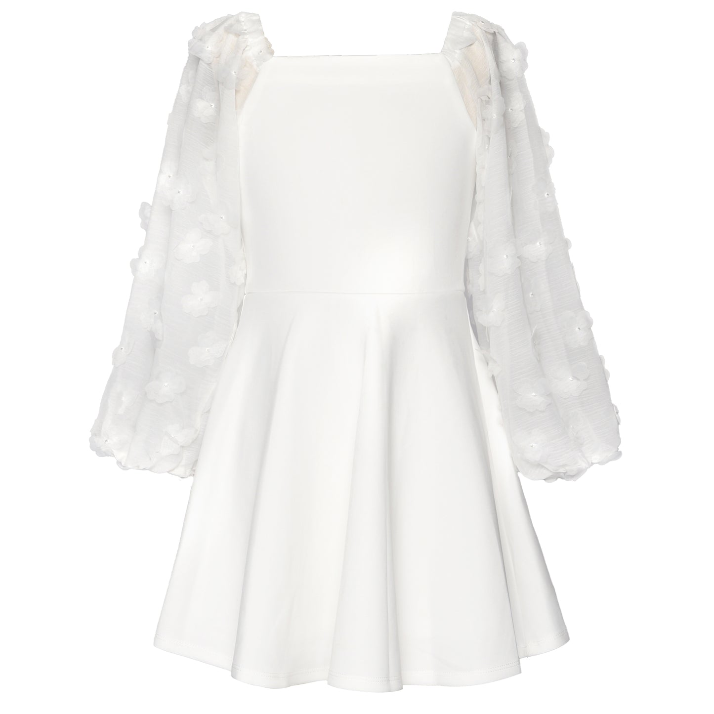 Big Girls 3D Floral Long Sleeve Skater Dress