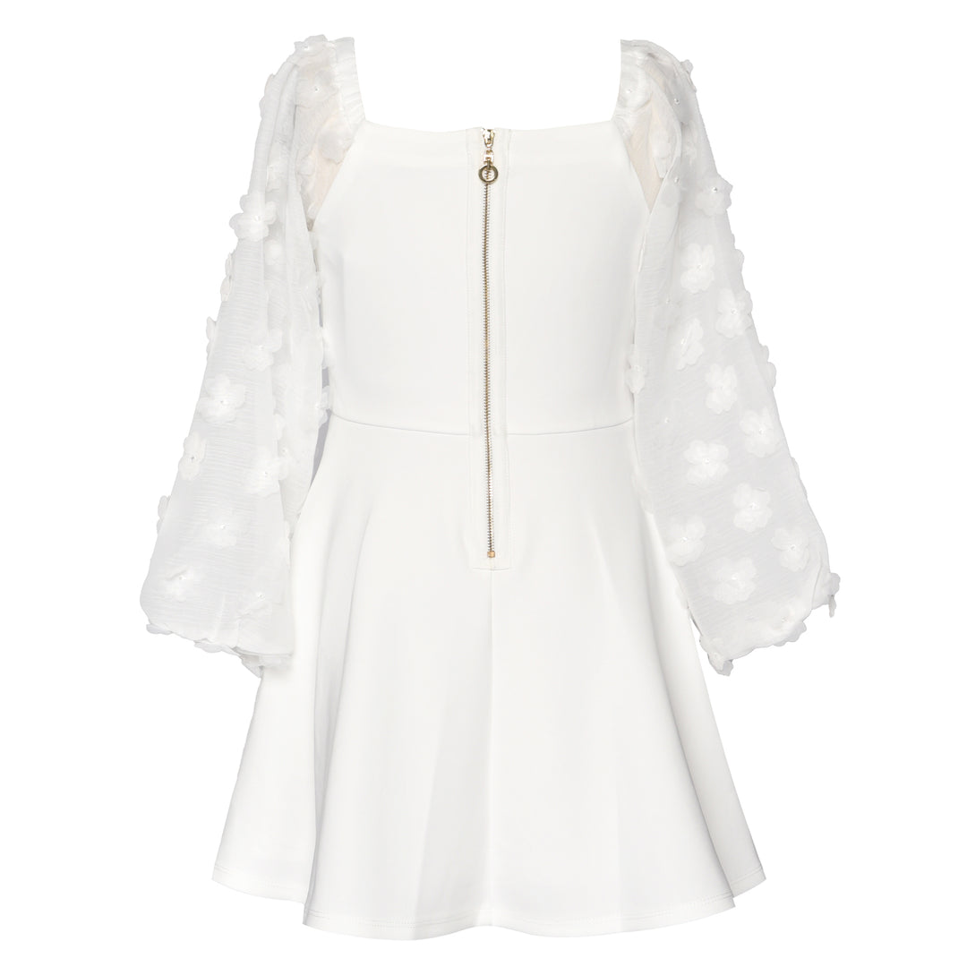 Big Girls 3D Floral Long Sleeve Skater Dress