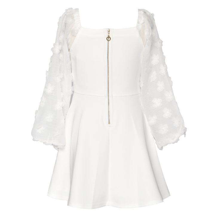 Big Girls 3D Floral Long Sleeve Skater Dress