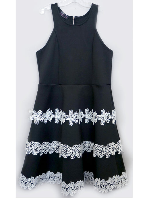 Big Girls Crochet Halter Neck Fit & Flare Party Dress