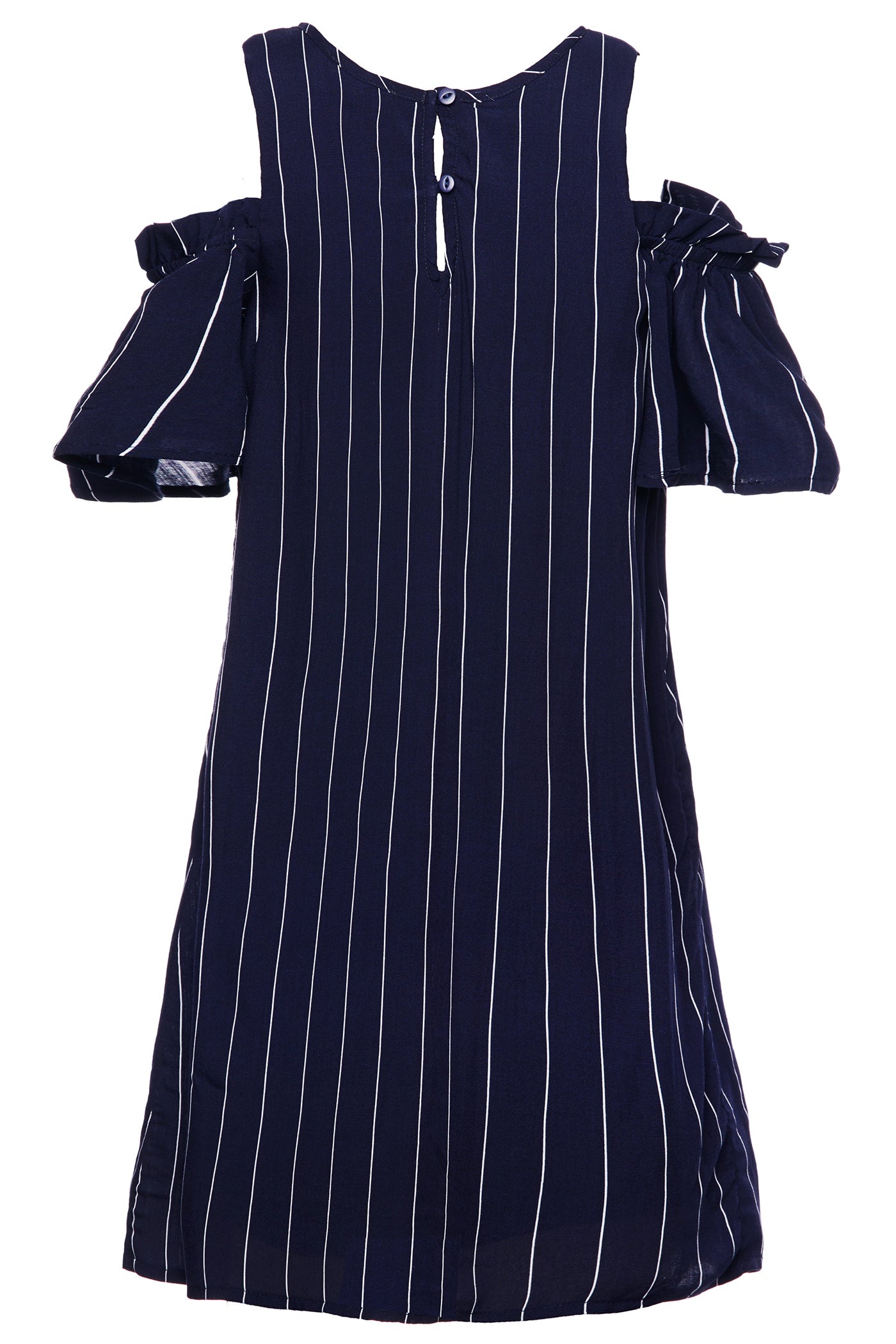 A-LINE COLD SHOULDER RUFFLE SLEEVE DRESS