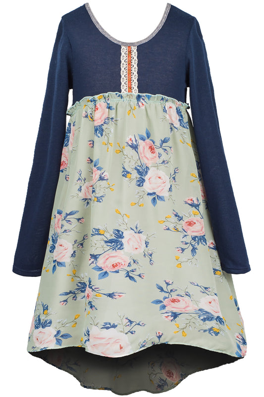Big Girls Boho Chic Floral High Low Dress