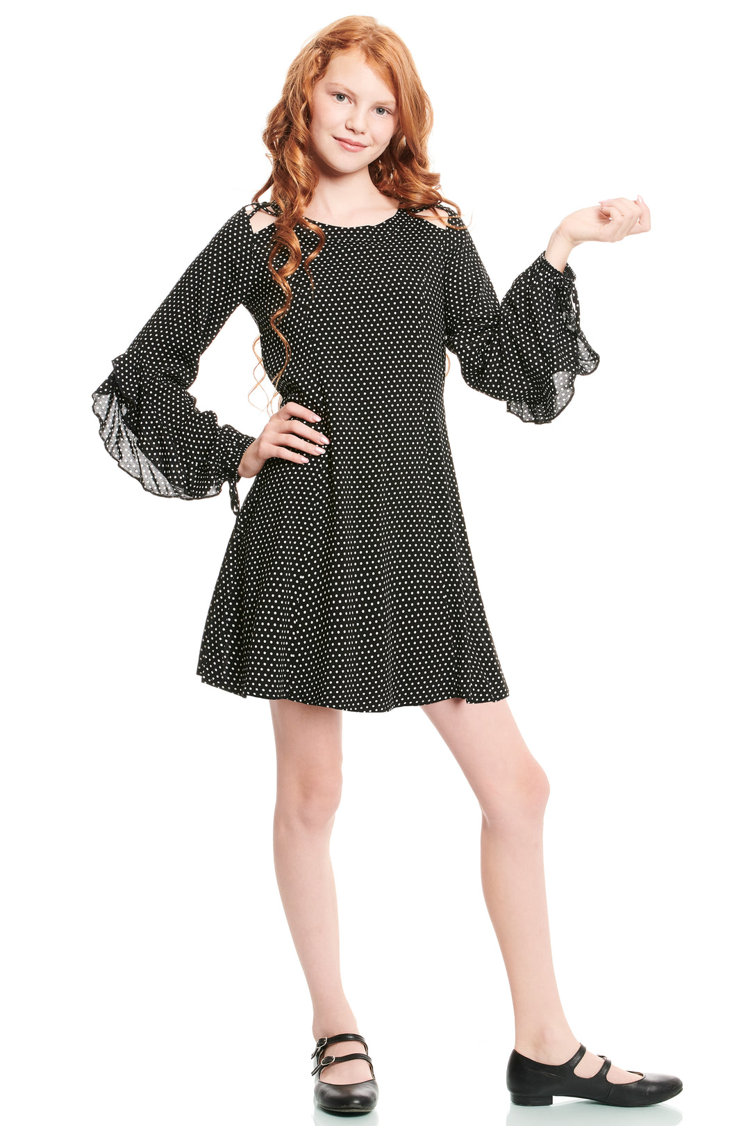 LONG SLEEVE POLKA DOT DRESS