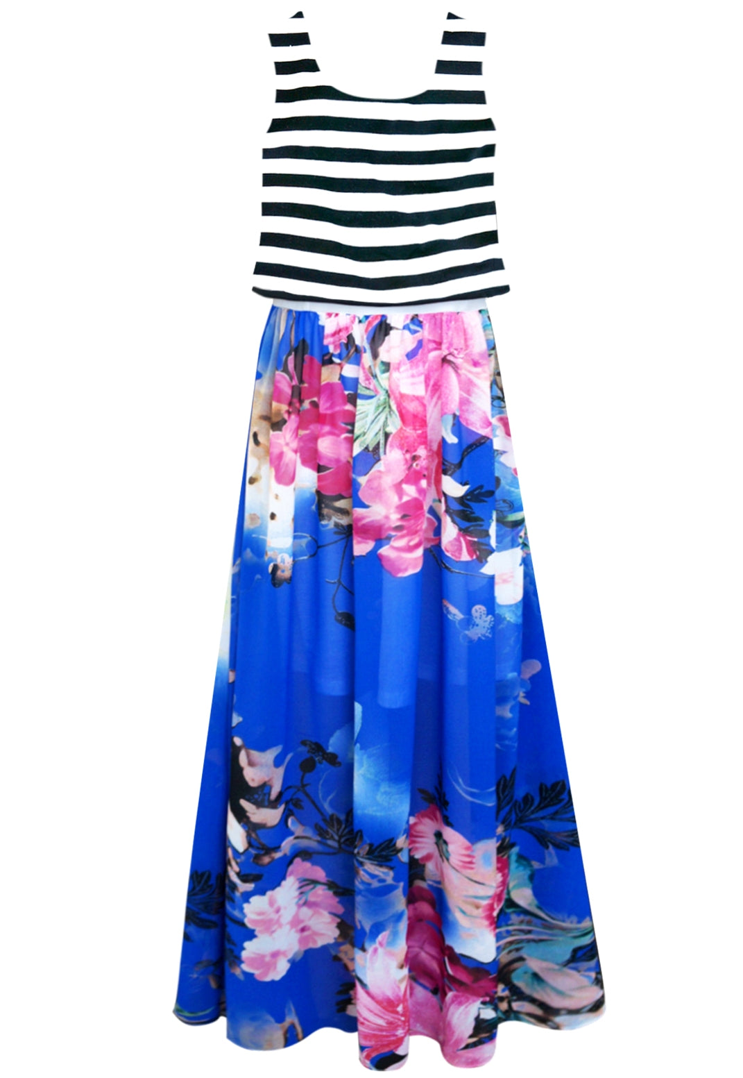 MULTI STRIPE AND FLORAL DRESS