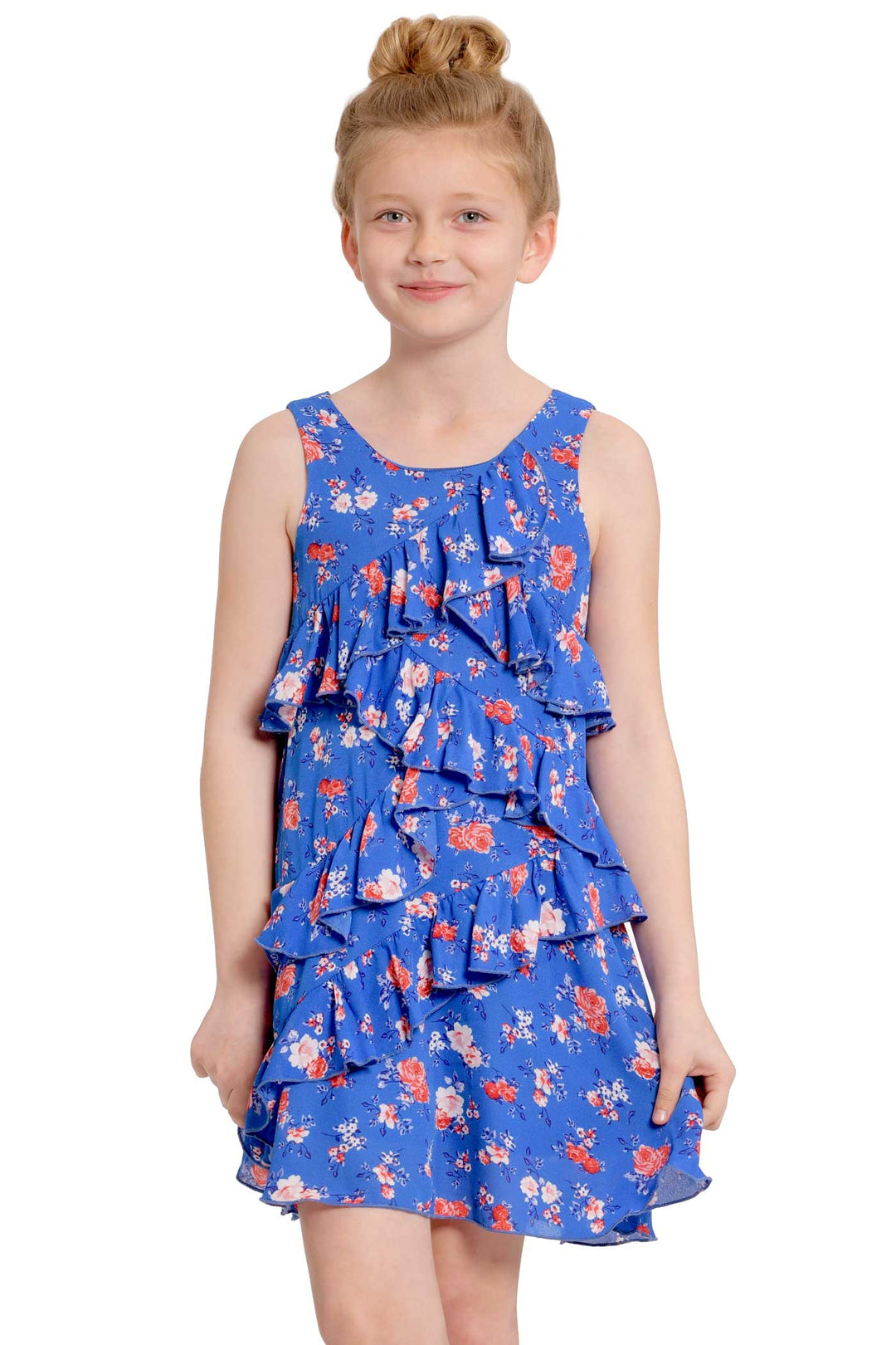 FLORAL PRINT RUFFLE  DRESS